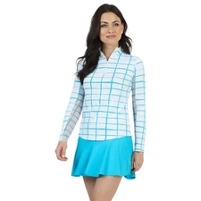 Ibkul Gingham Check Essential Mock Womens Golf Quarter-Zip