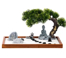 Zen Garden Kit - Mini Jardin Zen Garden for Desk with Buddha Shape , 14 x 10 ...