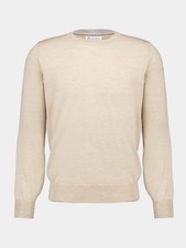 BRUNELLO CUCINELLI MEN'S BEIGE WOOL CREWNECK SWEATER MSRP 1425