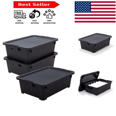 Stylish 19qt Stackable Storage Bins with Rollers - Perfect for Home & Office