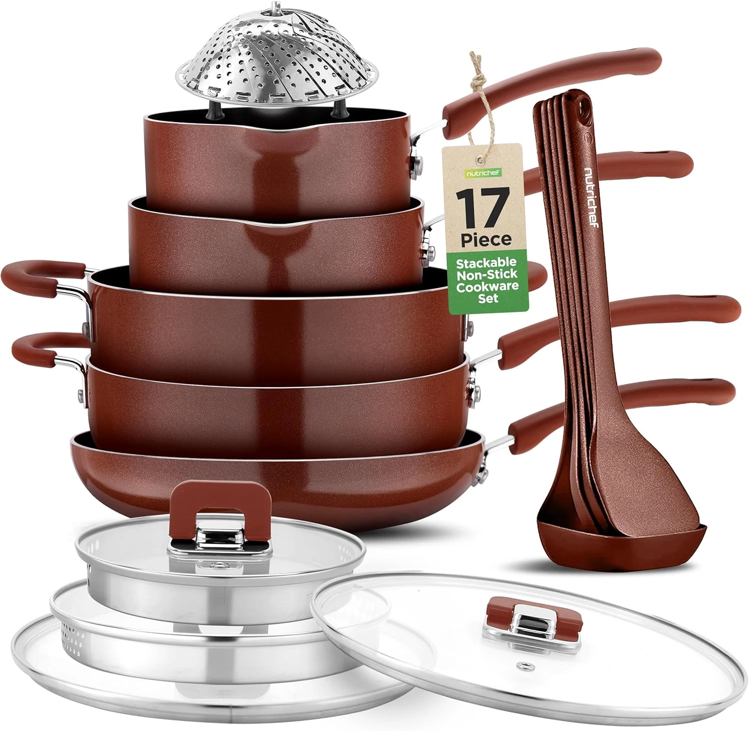 17-Piece Nonstick Stackable Cookware Set for RVs and Campers