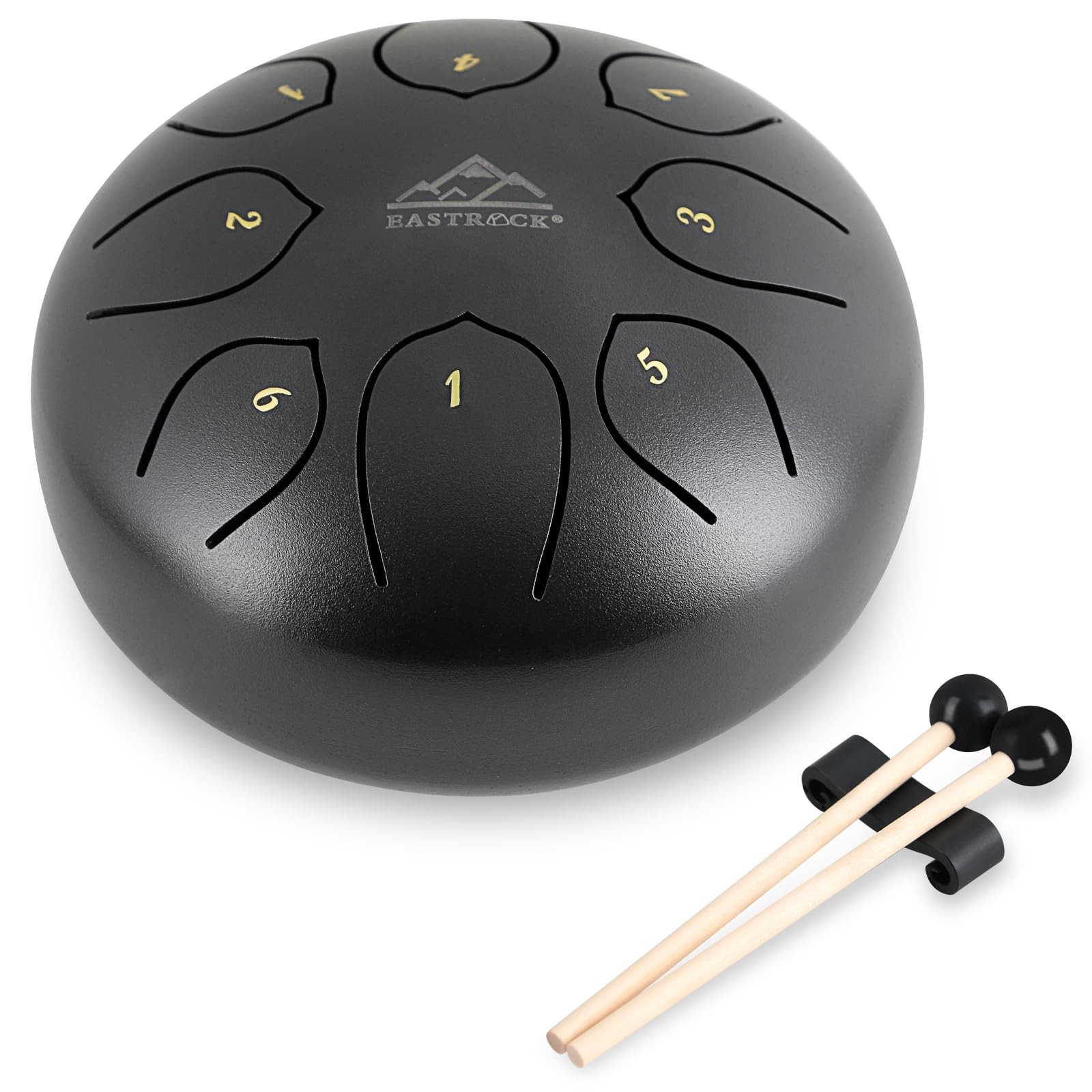 1 PCS Black Steel Tongue Drum 6 Inch 8 Notes Handpan C Key Travel Bag Mallets