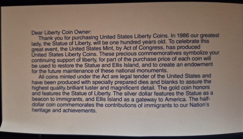 $1 & .50 Dollar SILVER 1986-S PROOF 🪙U.S. LIBERTY CENTENNIAL COINS🪙OGP Box COA - Picture 11 of 16