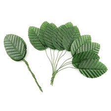 Artificial Silk Leaves 200 PCS 10cm Green Fake Wired Single Faux Flowers Leaf