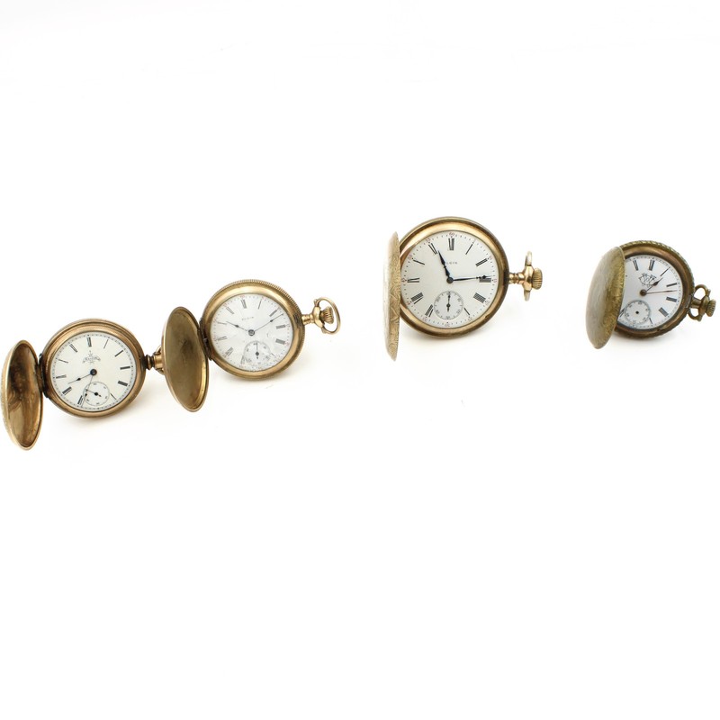 1890-1914 Elgin Tacy 7j-15j 6s-16s Men's Pocket Watches Lot of 4 #WB5347-3