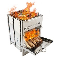 Lightweight Camping Wood Stove Adjustable Folding Wood Stove Burning for Outdoor
