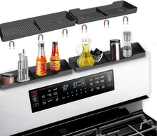 30 Inch Magnetic Silicone Stove Top Shelf, Heat Resistant Spice Rack for Kitchen