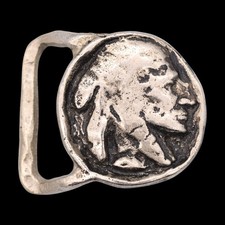 1970s Indian Head Buffalo Nickel Vintage Belt Buckle by Trinity Buckle Co