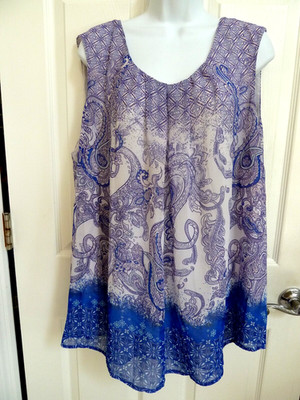 *DANIEL RAINN Plus Sz 2X Sleeveless Flowy Breezy Blouse Lined Paisley*
