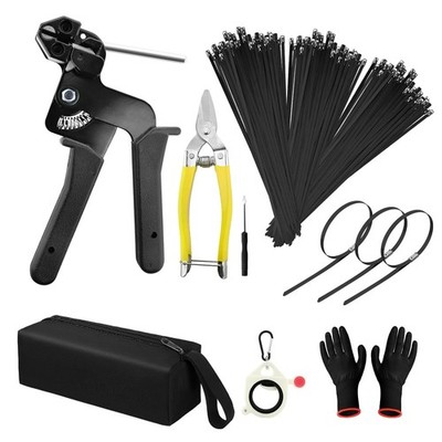Black Metal Zip Ties with Stainless Steel Cable Tie Gun for Fastening and Cut...