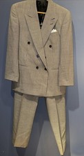 39 Plaid Wool Suit Brandini Le Collezioni Double Breasted Vintage Gangster 32x31