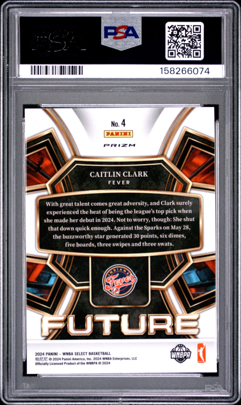 2024 PANINI SELECT WNBA SELECT FUTURE FLASH #4 CAITLIN CLARK ROOKIE RC PSA 10 view 2