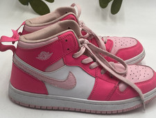 Nike Air Jordan 1 Mid Kids Shoes Size 5Y Pink Barbie Lace Up Sneaker's