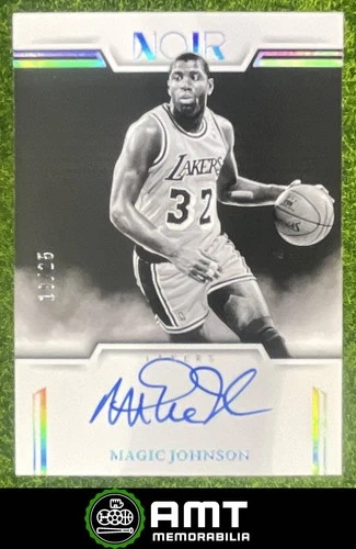 Magic Johnson 2024 Panini Noir 19/25 Auto Black and White Los Angeles Lakers