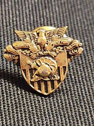 Vintage U.S. West Point Pin Cadet Shako Shield Hat Badge USMA