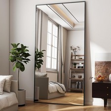 Gro&szlig; Ganzk&ouml;rperspiegel 200x90 cm, Standspiegel Schwarz, h&auml;ngend oder lehnend