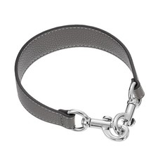 14.17 Inch PU Leather Short Bag Strap with Clasp, Grey, Silver Buckle