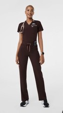 NWT FIGS Women  s Livingston HighRise Straight Pants Espresso Sz Petite S SOLDOUT