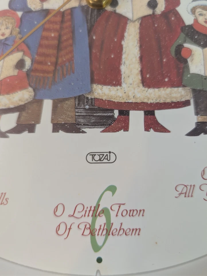 Relógio de parede musical de Natal - 12 músicas design Carolers moldura verde - 13” FUNCIONA - Imagem 4 de 4