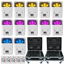 UKING 12pcs Wireless LED stage Uplight 6X18W RGBWA UV Rechargeable Par Light