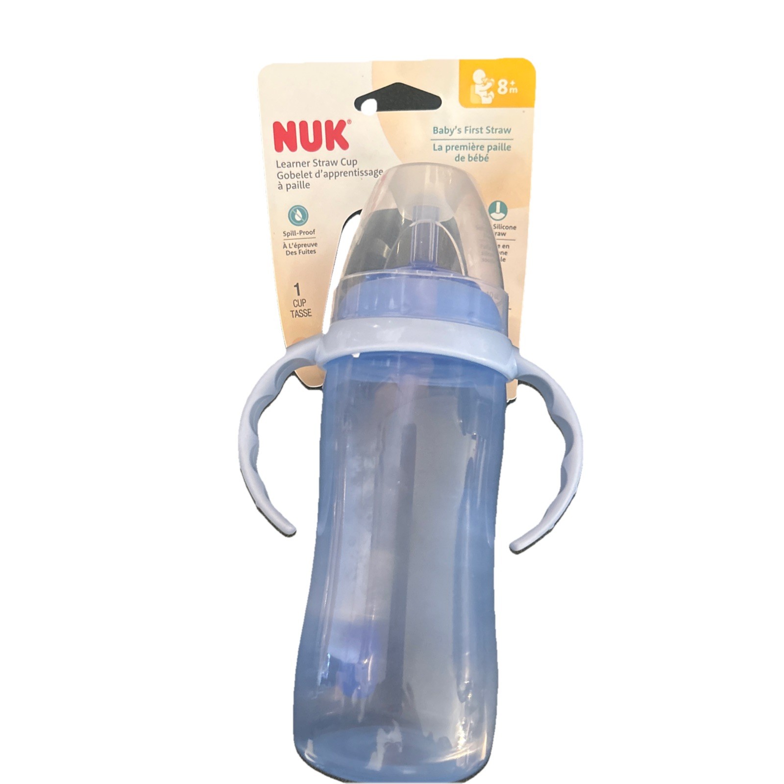 Nuk Learner Straw Cup 10oz  Baby&rsquo;s first straw, blue color