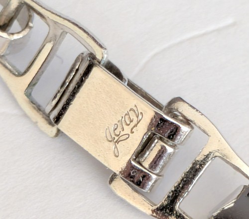 Vintage Signed Geray Interlocking Cones Silver Metal Retro Necklace - Picture 4 of 5