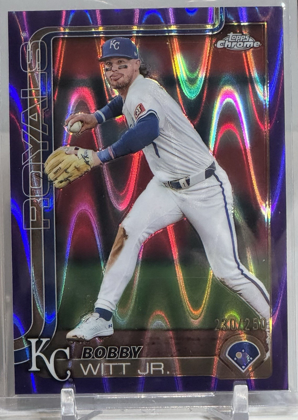 Topps 2025 Chrome Bobby Witt Jr. KC Royals #93 Purple Raywave Refractor /250