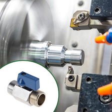 Pipe Fittings 1/2"Male Blue handle ball valve polished double outer 1.97" 1 Pc