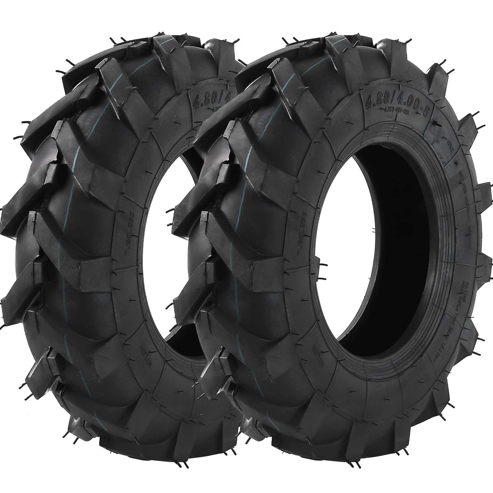 4.80x4.00-8 Tubeless Lawn Mower Tires 2-Pack for Turf Tractors