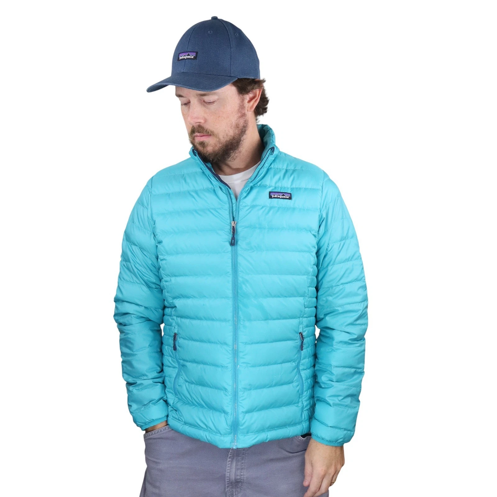 Patagonia Down Sweater Womens Large Blue Puffer Quilted Insulated Jacket Coat