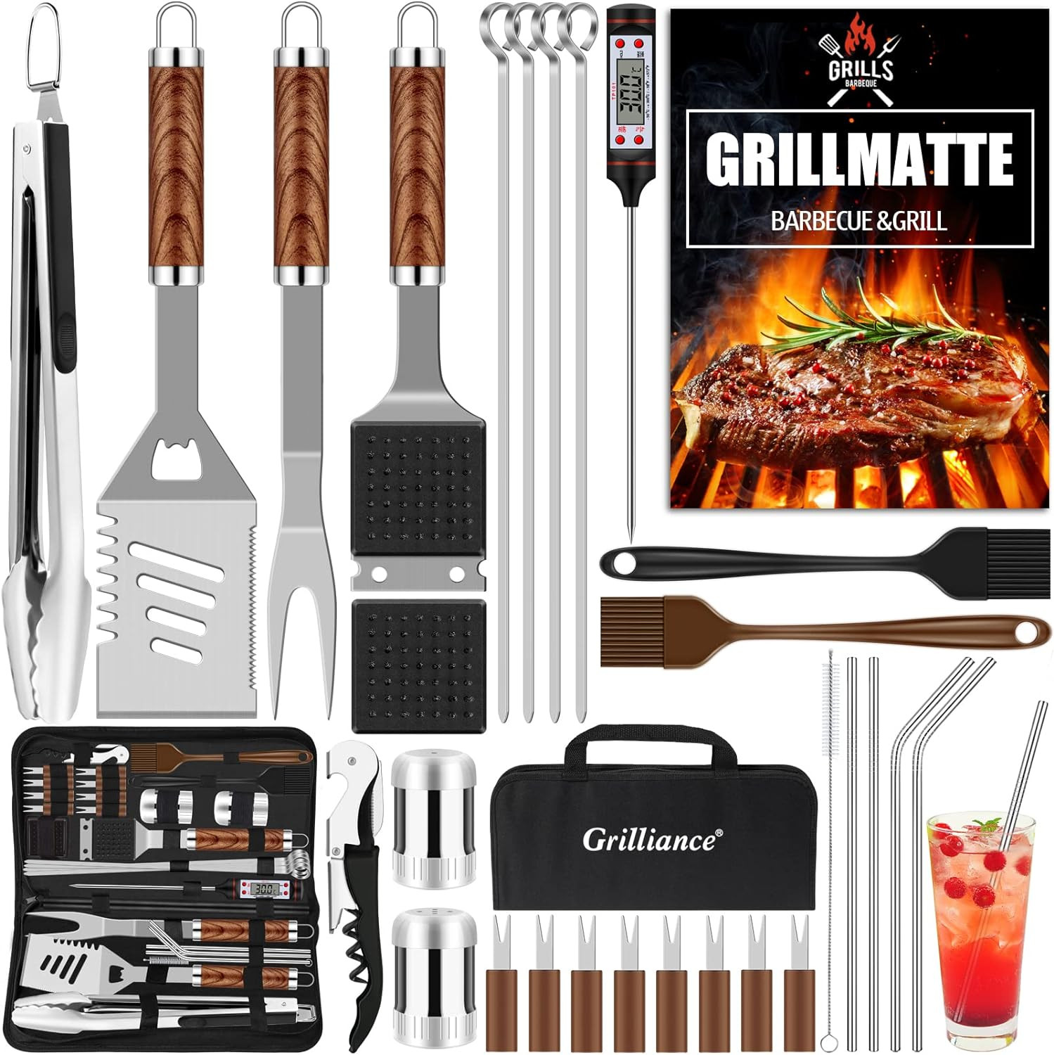 Set 30 Posate Barbecue Acciaio Inox Professionale | Accessori BBQ con Valigetta