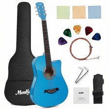 Moukey EAG-100 38" Acoustic Guitar Basswood with Gig Bag, Picks & Strap | Blue