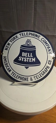 Vintage New York Telephone Bell System Porcelain on metal Sign.