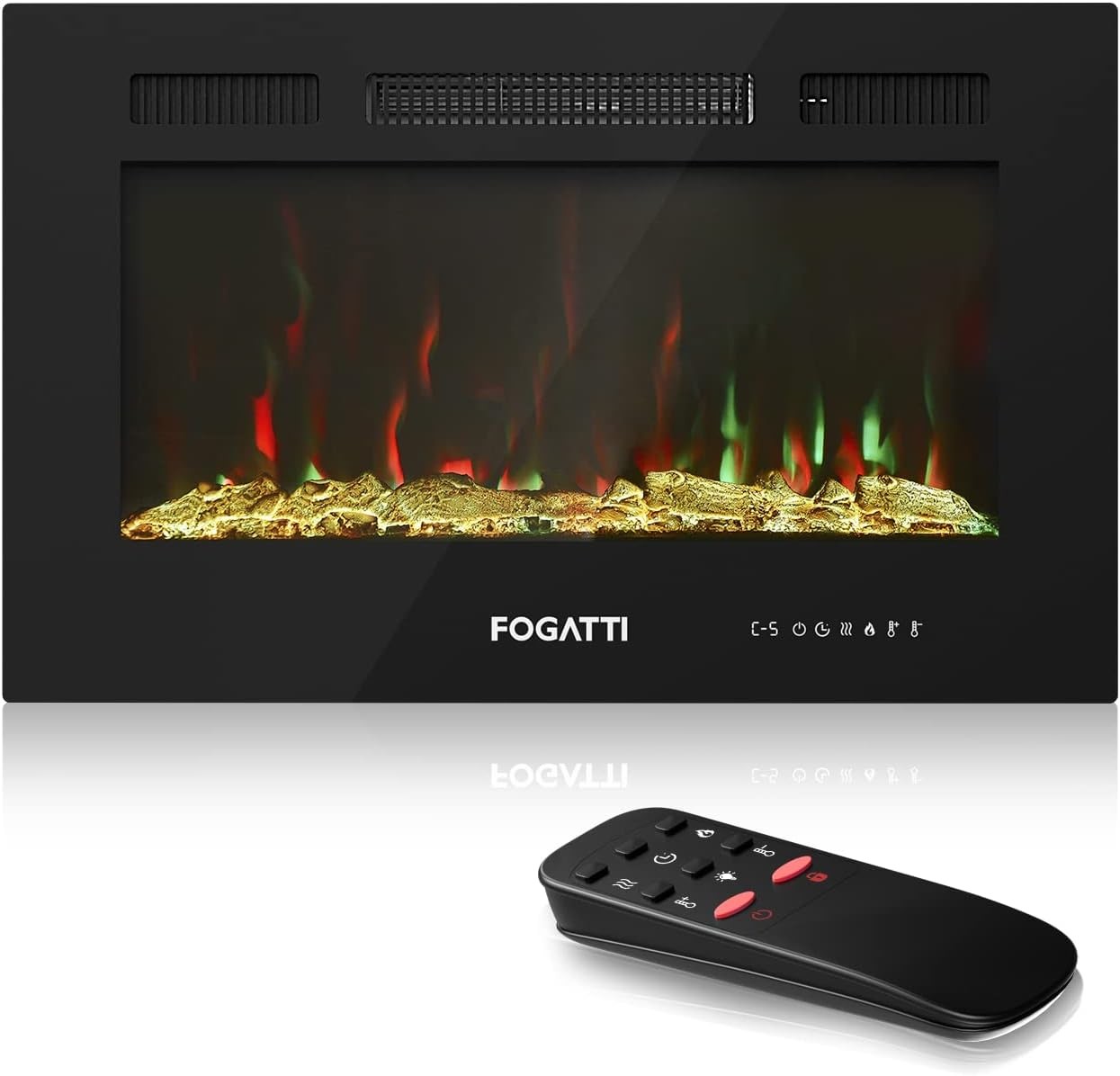 30" Electric Fireplace Heater Insert Wall Mounted/Recessed TV Stand for Home,RVs