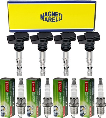 4x MAGNETI MARELLI Zündspule + DENSO Zündkerze für Hyundai Sonata V NF 2.4 KIA