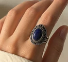Vintage Natural Lapis Lazuli Gemstone Ring 925 Sterling Silver Women Jewelry S-8