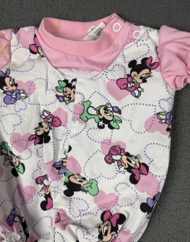 De colección Disney Bebés Minnie Mouse 1984 Bebé Corazón Gráfico Rosa Niñas Una Pieza 0-6 - Imagen 2 de 9