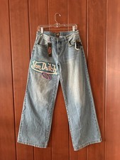 Von Dutch Originals Women  s low rise Wide Leg Y2K Jeans Size 7 Medium Wash NWT
