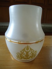 Mid Century Retro Glass Ceiling Light Shade White and Textured Gold with Bands