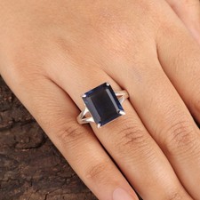 London Blue Topaz Gemstone 925 Sterling Silver Women Designer Ring For Birthday