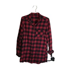 Sanctuary Buffalo plaid snap logo buttons tunic dress size medium pre shrunk