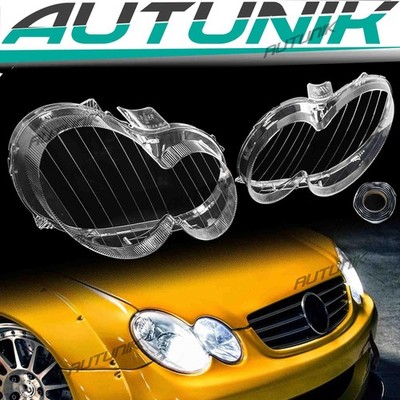 Left + Right Headlight Lens Covers For Mercedes W209 CLK320 350 500 63AMG 04-09