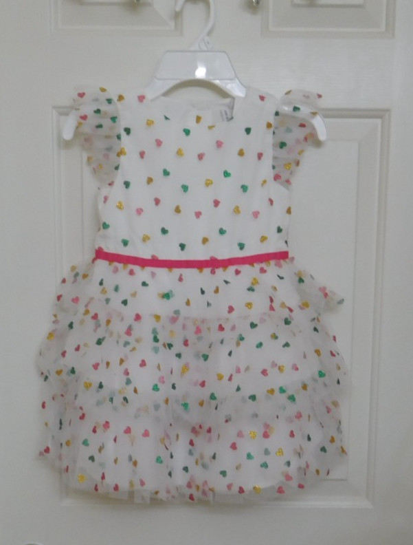 NWT Janie and Jack Colorful Sparkle Hearts Layered Tutu Dress sz 5 or 6