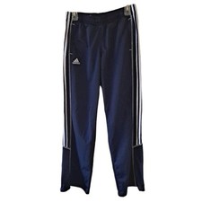 Adidas Navy Blue White Stripes Track Pants Elastic Waist Pull On Ankle Zip - M