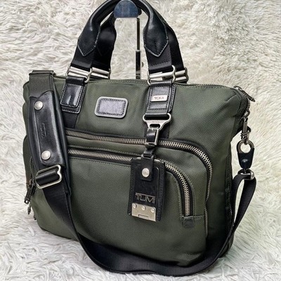 Tumi Alpha Bravo 2-Wege Aktentasche Schultertasche Grün A4 Laptop Nylon 063282d