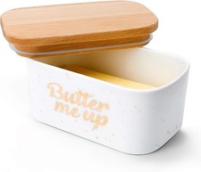 Large Porcelain Butter Dish with Airtight Lid Holds 2 Sticks of Butter 303.156