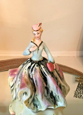 VTG ENTERPRISE EXCLUSIVE LADY FIGURINE HOLDING PURSE FLOWING DRESS RARE LABEL