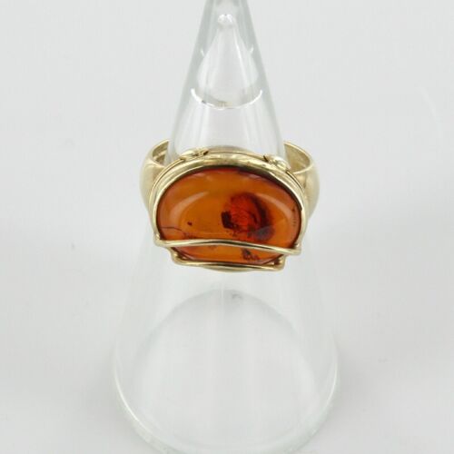 Italian Handmade German Baltic Amber Ring in 9ct Gold- GR0227 RRP £495!!! M(52) - Picture 3 of 12