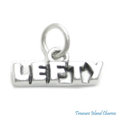 Lefty Left-Handed 925 Solid Sterling Silver Charm Pendant Left Hand MADE IN USA - Picture 2 of 4