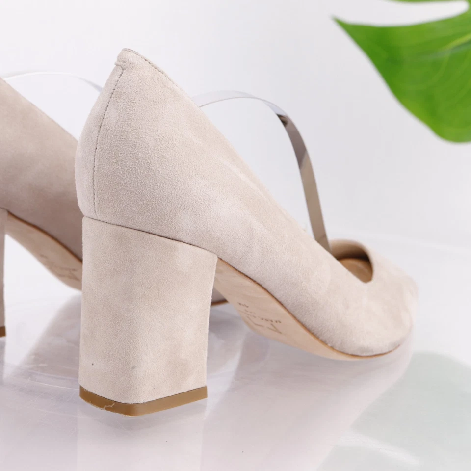 Zapato de vestir Marc Fisher para mujer Zala Pump talla 9 bronceado nude gamuza punta tacón bloque Foto 4 de 4